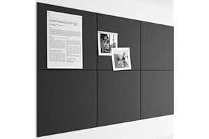 Bumusty Large Cork Board 36"x24" Alternative - 6 Pack Felt Wall Tiles with 40 Safe Removable Adhesive Tabs, 30 Pushpins, Cork Boards for Walls Pin Board Notice Board Office Decor-Black