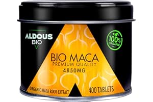 ‎ALDOUS LABS Reiner Bio-Anden-Maca-Extrakt | Maximale Dosis 4850mg | 400 Tabletten | Hochkonzentriert | Reine Maca für 100 Tage | Fördert Energie und Vitalität | Bio-Zertifizierung