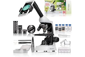 Bresser Microscope Junior 40x2000x avec Support de Smartphone innovant et éclairage LED réglable