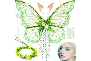 YeahBoom Ailes de Fée Enfant,Ailes de Papillon avec Oreilles d'Elfe,Bandeau de Fée Et Baguettes de Fée Étoile,Ailes de Papillon, Ailes de Princesse, Costume d'Aile pour Carnaval ou Soirées