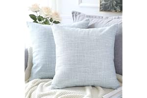 Artscope Cushion Covers Set of 2 Linen Decorative Square Pillowcases Pillow Covers 45x45cm for Home Decor Sofa Bedroom Car (Blue Gray, 18x18)