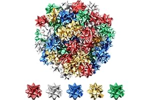 JODSEN Świąteczne metaliczne kokardki prezentowe, 50 sztuk świątecznych dekoracyjnych kokardek prezentowych, 5,5 cm, samoprzylepne pakowanie prezentów, kokardek, zwijanie wstążek, na ślub, urodziny, Nowy Rok