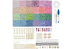 LAUCENTRAL 24500 Pedazo Abalorios para Hacer Pulseras, Cuentas de Cristal de Colores de 2 mm, Con 260 Letras de Abalorios,Kit de Pulseras con Dijes para Niños Navidad, Fiestas, Cumpleaños, Recompensas