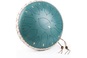 NEFLSI Bęben językowy, 15 tonów, 33 cm, instrument perkusyjny, stalowy, język, bęben eteryczny, ręczny bęben z uchwytem, torbą do noszenia, osłona palców do medytacji, jogi