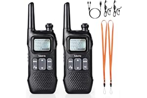 Radioddity PR-T1 PMR446 Walkie Talkie, Radio Bidirezionale a lungo raggio con Display LCD, Batteria Ricaricabile, senza licenza 16 Canali, Auricolare per Avventure, All'aperto, Campeggio, 2 Pezzi