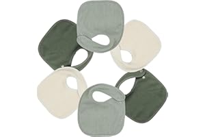 Trois Kilos Sept – Lot de 6 Bavoirs Bébé Naissance Nid d’Abeille, Fermeture Pression, Doux et Absorbants, Dès la Naissance