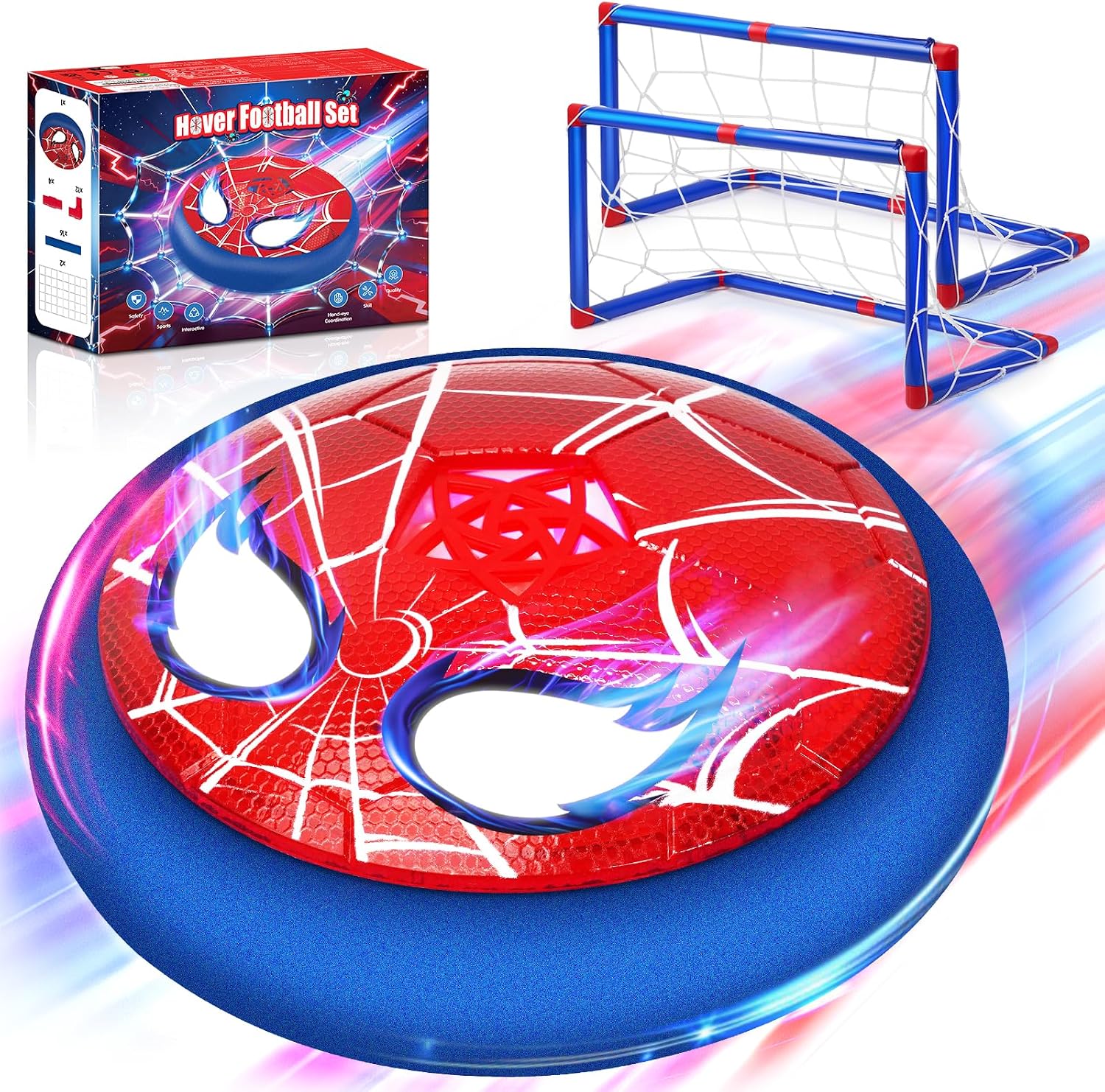Lubolee Balon Futbol Juguetes Niños 4 5 6 7 8 9 10 Años, Pelota Futbol Niño con Ojos Brillantes & 2* Porterias, Juegos de Balón Fútbol Flotante para Niños-Regalo Ideal para Niños de 3 a 12 Años