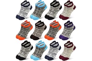 ZERULETS Kids Socks Boys Girls Striped Athletic Ankle Socks No Show Low Cut Socks 12 Pairs 3-14 Years