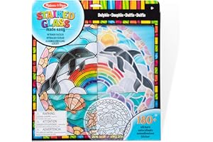 Melissa & Doug 19291 Stained Glass Made Easy Craft Kit, Dolphins, Multicolour, 180+ Stickers