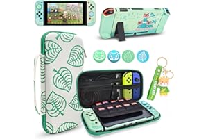 DLseego Custodia da Trasporto per Switch Accessori Bundle per Console Switch con Dockable Hard Cover Animal Crossing Shell e Pollice Grip Caps-Verde
