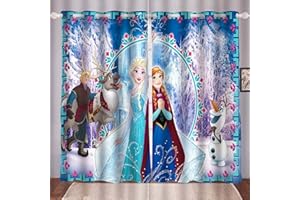 HNSRYLQX Frozen ELSA Verdunkelungsvorhang Wasserdichter Stoff Gardinen Für Kinderzimmer, 3D-Digitaldruck 100% Polyester, Anime Frozen Aisha and Anna Vorhänge (12,183 x 160 cm)
