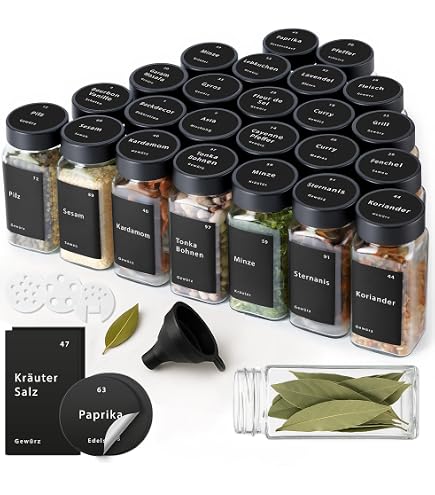 Étagère à Épices Tiroir KIVY – 24 Pots Bambou + 240 Étiquettes, Réglable 30-60 Cm, Organisateur Épices Cuisine Avec Saupoudreurs