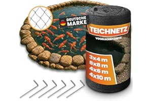 NATURIZ® Teichnetz & Vogelschutznetz robust - 15x15mm feinmaschig - UV & witterungsbeständig - Netz gegen Vögel, Laub & Teichschutz (4 x 6 m)