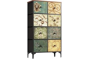 LYNCOHOME Komoda, komoda do sypialni, regał, szafa z 8 szufladami z tkaniny, meble do sypialni, komoda z 8 szufladami, komoda do kuchni, biuro, przedpokój, styl wiejski