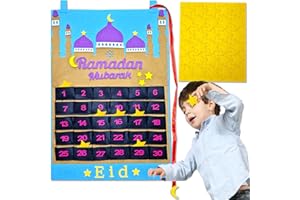 BAYMETY Ramadan Decorations Advent Calendar,1Pcs Eid Mubarak Decor Felt Countdown Until Eid Calendars 2024 Kids DIY Make Your Kids Ramadan Advent Calendar Gifts Crafts For Islam Table Home Reminder Ornament