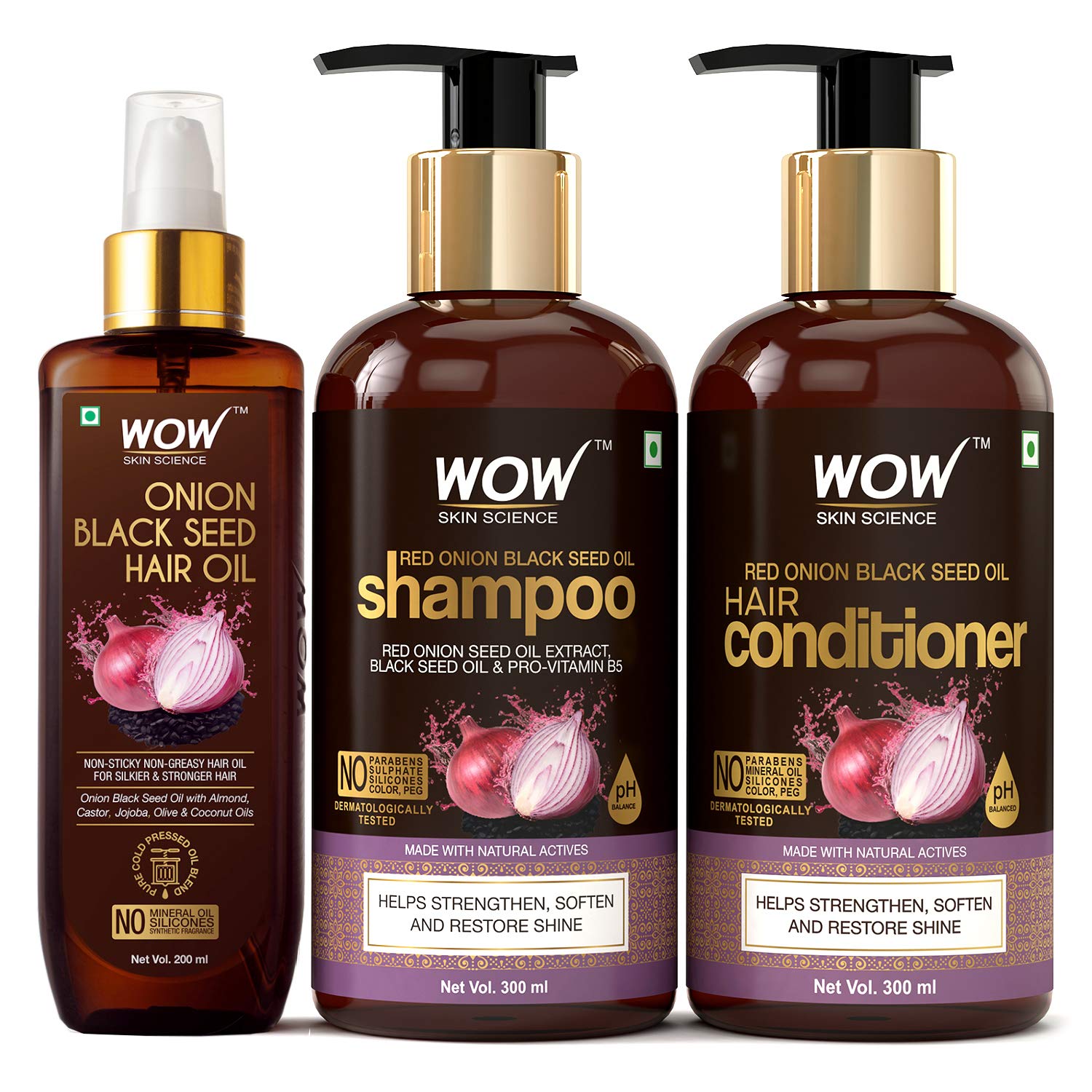 Wow Skin Science Onion Black Seed Oil Ultimate Hair Care Kit