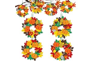 MAIBAOTEMBT Kits Bricolage Couronne Feutres Automne, 4 Pièces Bricolage en Feutre D'automne pour Enfants, bricolage couronne Feutre Automne pour Enfants, Couronnes d'automne pour enfants, Thanksgiving