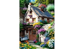 AIRDEA DIY Diamantes Pintura Set 5D para Adultos y Niños - Cuadros de Flores, Caseta - Arte de Diamante, Cruz Bordado Kit para Decoración del Hogar 30 x 40 cm