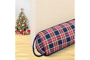 WOCHITV Triangle Under Door Draft Stopper Noise Blocker 76 CM for Door Bottom Air Seal Insulation and Soundproof, Heavy Duty Weather Guard Snake Stripping, Tartan Check Navy Blue Red