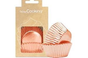 ScrapCooking - Lot de 48 Caissettes Rose Gold - Caissettes de Présentation pour Cupcakes & Muffins - Décorations Étuis Tasses pour Pâtisseries - Couleur Cuivre Or Rose Doré - Effet Métallique - 5065