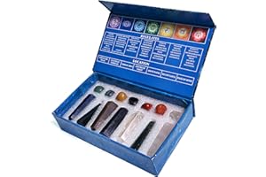 KACHVI Cristalli e Pietre Preziose Guarigione | Ametista Rosa Cristalli Chiari | Set di Cristalli Curativi | 7 Bacchette Chakra E 7 Pietre Naturali Degringolate 6 Faces 14 Pc Set