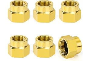 ELEGRIP Manicotto di Riduzione in Ottone 1/2" Femmina a 3/8" Femmina, Adattatore Connettori Filettati Interni, Raccordi a Doppia Presa per Tubo di Collegamento (6 Pezzi)