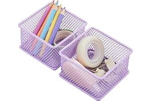 Annova Product image Lot de 2 bacs de rangement en maille pour armoire et étagère - Pour fournitures scolaires et de bureau