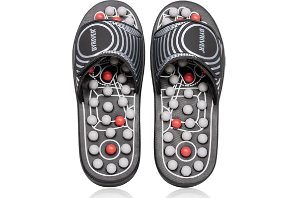 BYRIVER Chaussons de Massage à Acupression pour Soin des Pieds, Stimulation de la Circulation Sanguine et Réflexologie Plantaire - Masseur de Pieds Relaxant