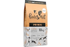 Pooch & Mutt - Primal sucha karma dla psów bez zbóż, o wysokiej zawartości białka (normalny rozmiar krokietów), smak jagnięcy i strusia, 10 kg