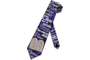 Steven Harris Ten Commandments Tie Mens Religious Neckties Church Tie Christian Necktie for Men, Blue, One size