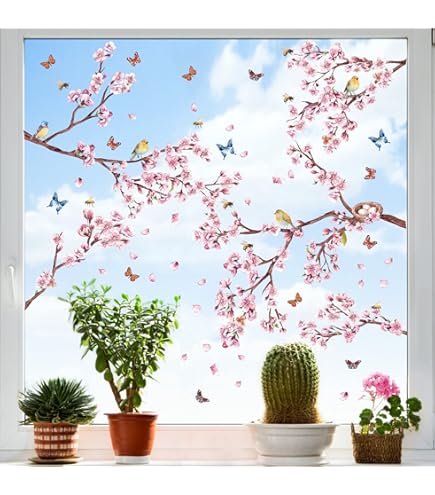 Inreeme Raamstickers Lente Zelfklevende Lentecoratie - 9 Vellen Aquarel