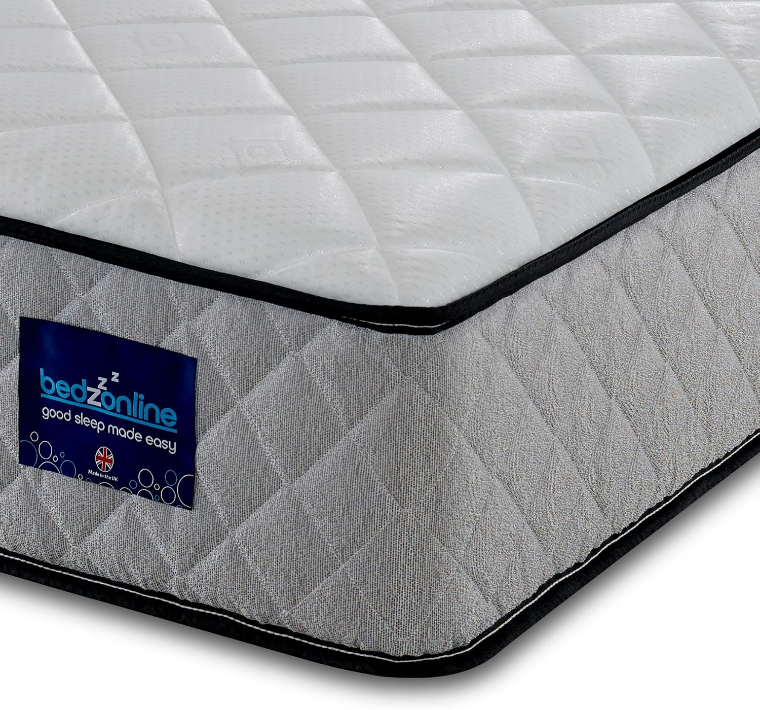 BEDZONLINE Hybrid Memory Foam & Spring Mattress - 4ft6 Double (190 x 135 x 20 cm) | Thick Medium Firmness & Open Coil Sleep Support | Orthopaedic & Pressure Relief | UK Made & Hypoallergenic