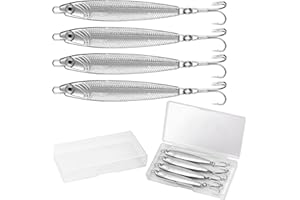 Annyswit 4 Pièces Leurres Métalliques pour la Pêche en Mer, avec Hameçons Triples Argent, Minnow Cuillère Leurres Brochet, Équipement de Pêche en Mer Jig Métalliques Pêche en Mer & Eau Douce