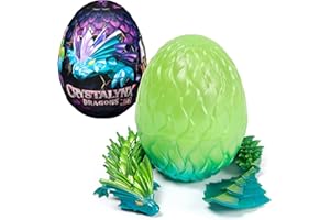 CrystaLynx Dragons, 32-cm Collectible Articulated Dragon Toy Figure and Surprise Box Display Egg, Fidget Home Office and Desk Decor (Styles May Vary)