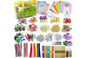 LOVICVKEM 2200+ Pezzi Lavoretti Creativi per Bambini DIY Art Craft Set, Paillettes, Kids Mestiere Fai da Te Decorazioni Giocattoli, Bastoncini di Legno Colorati, Piume, Pompon Lampeggianti
