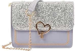 Minicloss Umhängetasche Damen Mädchen Handytasche Kleine Umhängetasche Pailletten mit abnehmbarem Gurt für Schule