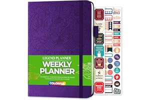 LEGEND PLANNER Legend Agenda hebdomadaire coloré 2ème édition – Agenda de vie et de travail non daté pour la gestion du temps, la définition des objectifs, la productivité, les tâches et les listes de choses à faire