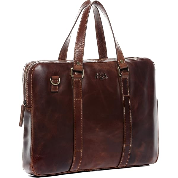 Borsa Laptop In Pelle Vintage SID & VAIN – Per 15 Pollici, Tracolla Regolabile, Marrone Chiaro, Fatto A Mano