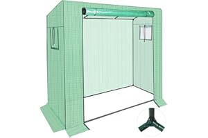 REAWOW Tomaten Gewächshaus 200 x 77 x 169/156 cm mit PE-Abdeckung und Fernster Tomatenhaus Tomatengewächshaus Ganzmetallrahmen kleines gewächshaus Robust Einfac