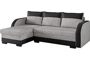 ‎MIRJAN24 Mirjan24 Elegante Ecksofa Joseph, Eckcouch mit Bettkasten und Schlaffunktion, inkl. Kissen Set, Polstersofa, Polstergarnitur, Ottomane Universal, Wohnlandschaft (Soft 011 + Lawa 05)