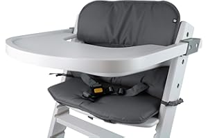 Tinydo® Universal Hochstuhl-Sitzkissen optimal für Timba Safety 1st. und alle gängigen Treppenhochstühle - 2teilg. Set mit Memory-Schaum Sitzverkleinerer-Auflage für Babystühle rutschfest (Dunkelgrau)