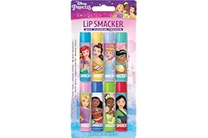Lip Smacker Disney Princess Party Pack, Set de 8 Bálsamos Labiales Surtidos para Niñas Inspirados en las Princesas Disney, Efecto Natural Transparente