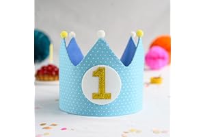 LG LITTLE GOODS Little Goods - Geburtstagskrone - wendbare - Stoffkrone - Krone Kinder Mädchen Junge - Krone inklusive austauschbarer Zahlen - Kindergeburtstag - Blau - Blau-Gold