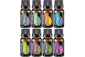O'LINEAR Essential Oils Set - Aromatherapy Oils for Diffuser - Pure Therapeutic Grade Lavender, Peppermint, Rosemary, Orange, Tea Tree, Eucalyptus, Serenity Sleep, Anxiety Relief Blends, Starter Kit