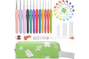 Sciphylia Uncinetti Set 45 Pezzi Ergonomici kit uncinetto in Alluminio Multicolore Kit Ferri Per Maglieria per Gli Amanti Dell'uncinetto Principiante con Custodia e Altri Accessori, Verde