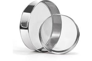 Heveer Tamis à Farine en Acier Inoxydable 304 Tamis de Cuisine pour Farine 40/60 Mailles pour Farine Sucre en Poudre 2 Pièces 15/20cm