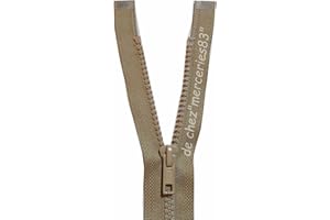 ILC MERCERIE PARADIS Fermeture Éclair 60 cm BEIGE - MAILLE 5 mm - Ouvrable Séparable - Largeur 3 cm. (beige, 60 cm)