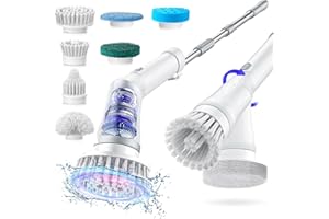 Airlovers 2025 Upgraded Electric Cleaning Brush, IPX6 Waterproof Electric Spin Scrubber with Replaceable Brush Heads, Adjustable Angle, Lightweight & Flexible for Bathroom, Kitchen, Tiles, and More