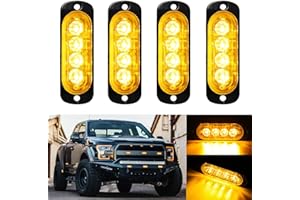‎DREAMIZER DREAMIZER Auto Warnleuchte, 4PCS 4 LEDs Notfall-Stroboskop Blinklichter, 12V/24V Warnlicht Strobe Beacon Light Mit 18 Blinkmodi Für LKW Traktor Baggerlader Gabelstapler ATV UTV Pickup LKW Fahrzeuge