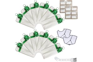 Arcets Kit 12 Sacchetti compatibile per Folletto VK140 VK150 FP 140 FP 150 | 12 Sacchetti Aspirapolvere Microfibra a 5 Stratti con 2 Filtro Motore e Spazzolino